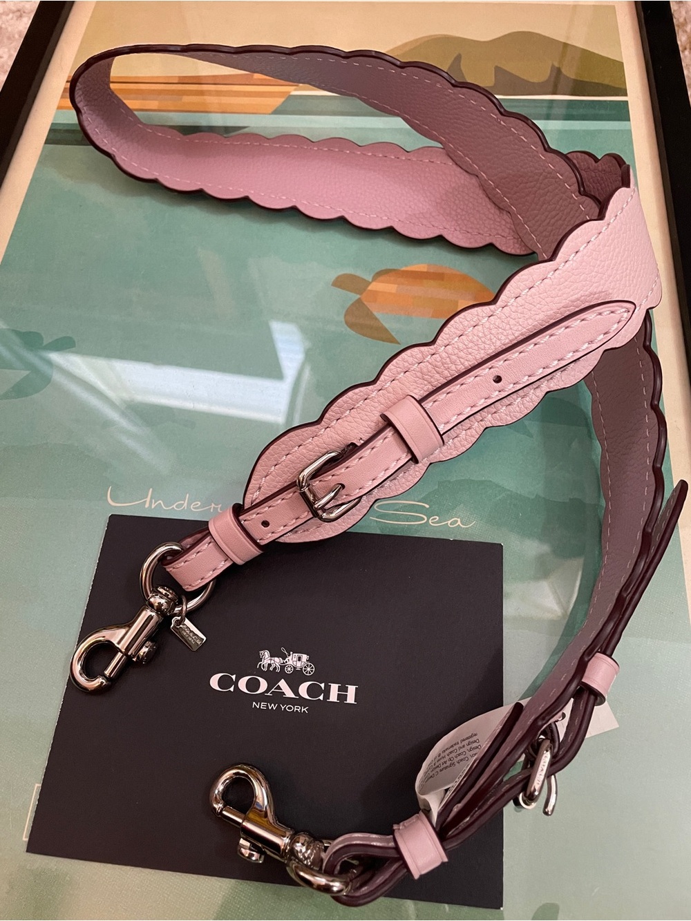 Coach Scalloped Leather Strap in SV/Ice Pink NWT